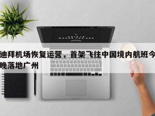 迪拜机场恢复运营，首架飞往中国境内航班今晚落地广州